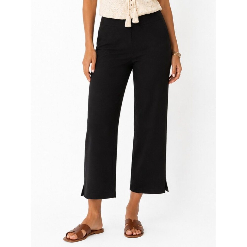 Quince Black Cropped Pull-On Pants Size Large Stretch Minimalist Office Career
